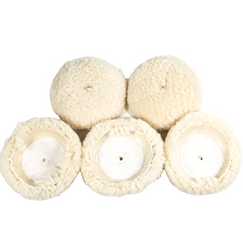 5pk - 3 Wool Buffing Pad with Curved Edge for Heavy Cutting Buffing & Polishing Pads TGR JA-Q-BWP