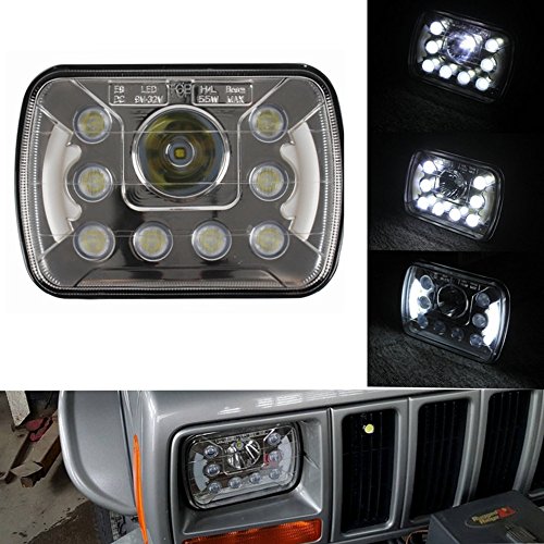 (Pair) 5''x7'' 6''x7'' High Low Beam Led Headlights for Jeep Wrangler YJ Cherokee XJ H6054 H5054 H6054LL 69822 6052 6053 with Angel Eyes DRL Headlight Bulbs & Assemblies LX-LIGHT LX-YJXJ01
