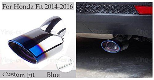 1Pcs Blue Curved Stainless Steel Exhaust Muffler Tail Pipe Tip Tailpipe for Honda Fit 2014-2017 Extension Pipes Yingchi A1