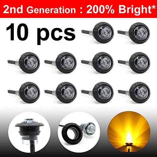 10 Pcs LedVillage 2nd Generation 3/4 Inch Mount Smoked Lens Amber Light LED Clearance Bullet Marker lights, Side Led Marker for Truck Boat SUV ATV Bike Trailer Marine Side Marker Assemblies LEDVILLAGE 10-XT-BKY