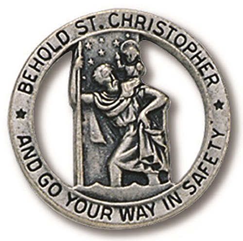 Round Saint St Christopher Go Your Way In Safety Protection Visor Clip 1 1/4 Inch (Dia) Visor Accessories H. J. Sherman CP