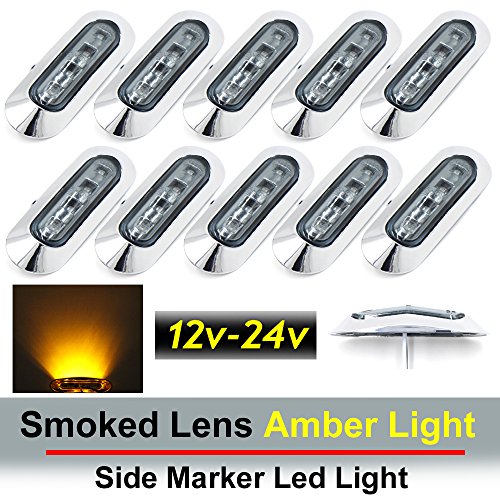 10 pcs TMH 3.6 submersible 4 LED Smoked Lens Amber Light Side Led Marker 10-30v DC , Truck Trailer marker lights, Marker light amber, Rear side marker light, Boat Cab RV Lighting TMH 10x-4led-10BKY